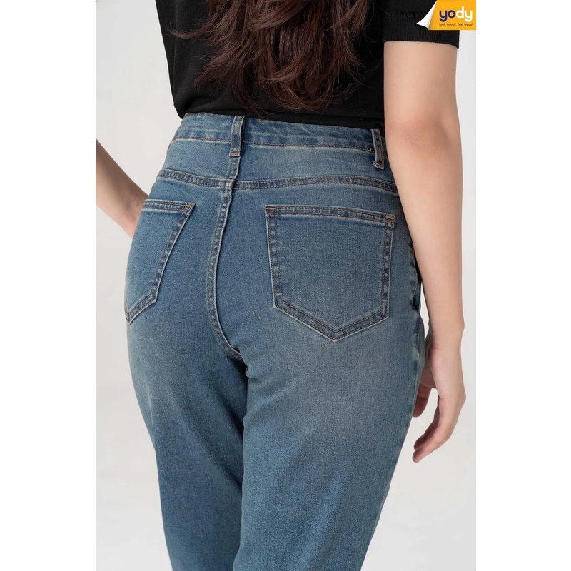 Quần jean nữ YODY phối khuy cạp vừa phong cách Ulzzang Hàn Quốc hai màu cực đẹp, quần jean ống Baggy co giãn QJN3076