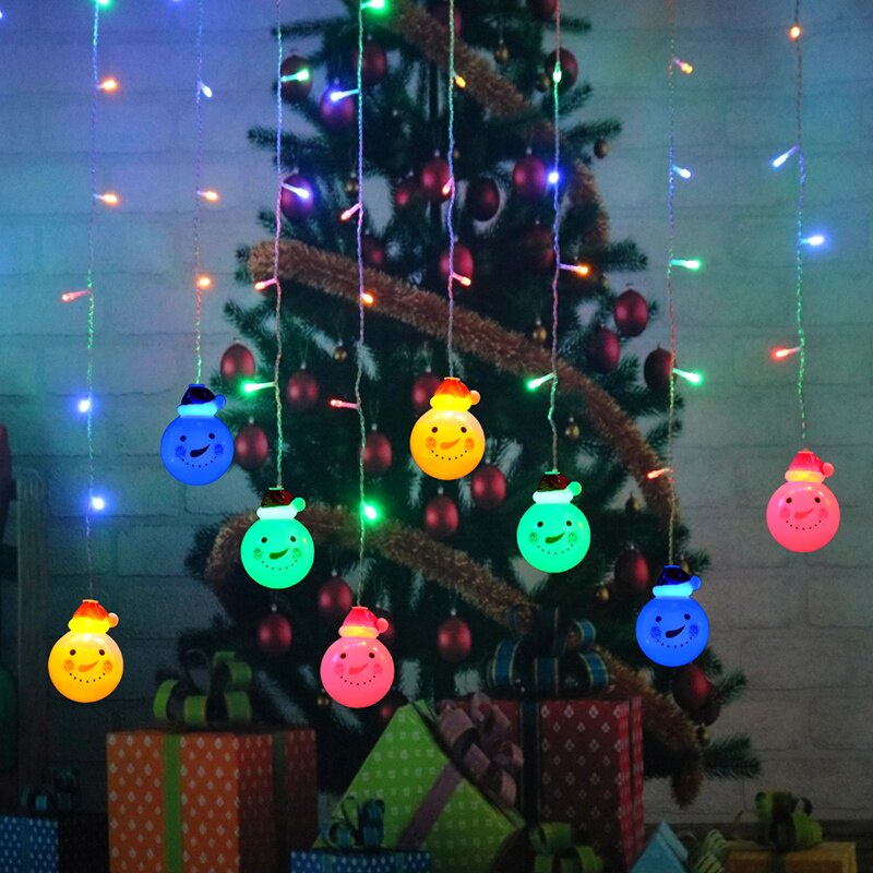 Dây Đèn LED 3.5m 96 Bóng Hình Người Tuyết Chống Nước Trang Trí Giáng Sinh