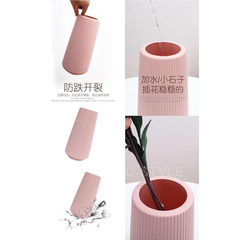 Bình lọ hoa trang trí decor phòng khách sang trọng chất liệu nhựa PE MiibooShi D1.094.HO