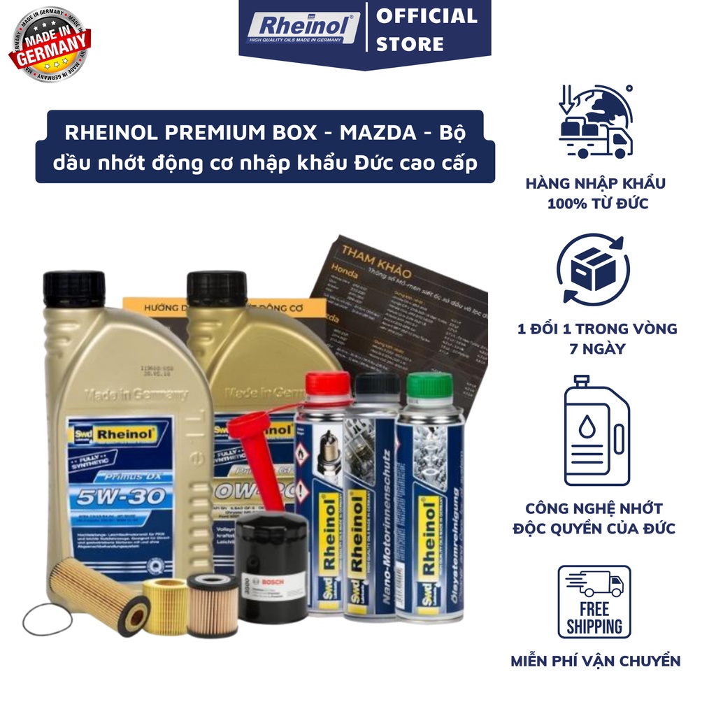 RHEINOL PREMIUM BOX - MAZDA - Bộ dầu nhớt động cơ nhập khẩu Đức cao cấp