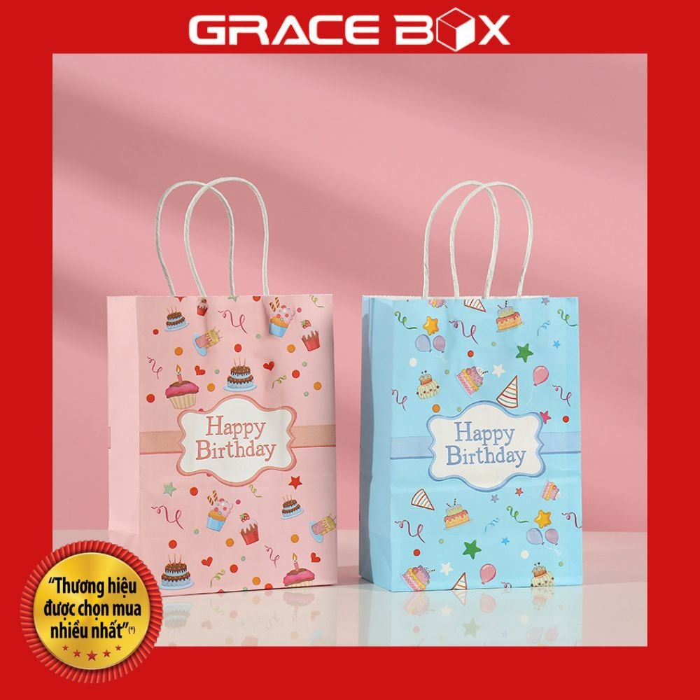 Túi Giấy Quà Tặng Chúc Mừng Sinh Nhật Happy Birthday Xinh Xắn - Siêu Thị Bao Bì Grace Box