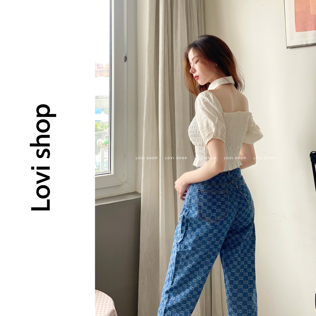 Quẩn jeans baggy họa tiết xinh xắn Lovi