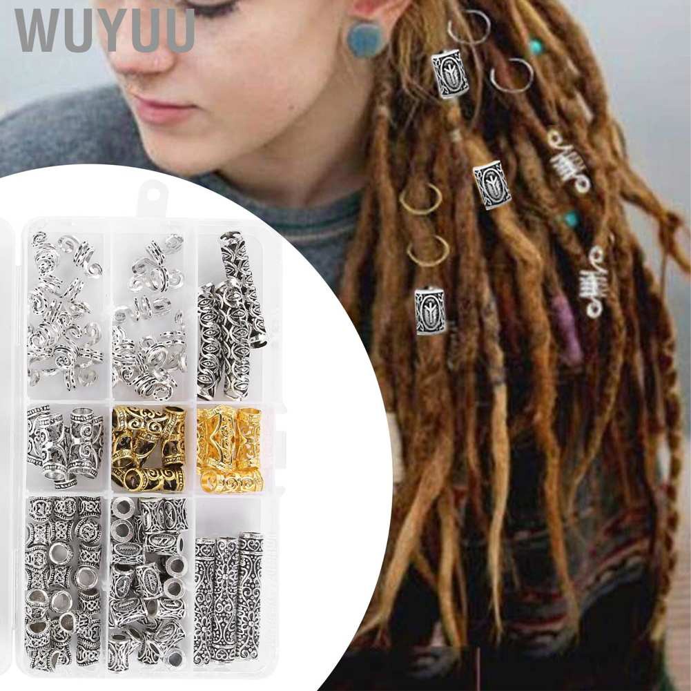 Wuyuu Vintage Hair Braid Dreadlock Beads Rings Tube Jewelry Extension DIY Decor