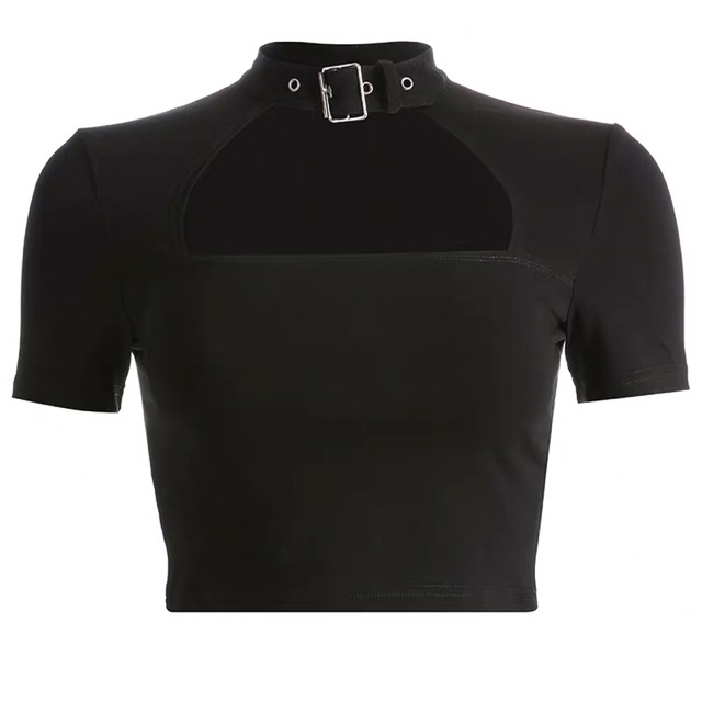Áo croptop đen choker sexy