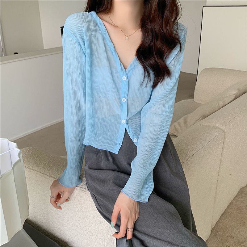 Áo Khoác cardigan chiffon Mỏng Tay Dài Chống Nắng Thời Trang Mùa Hè Cho Nữ