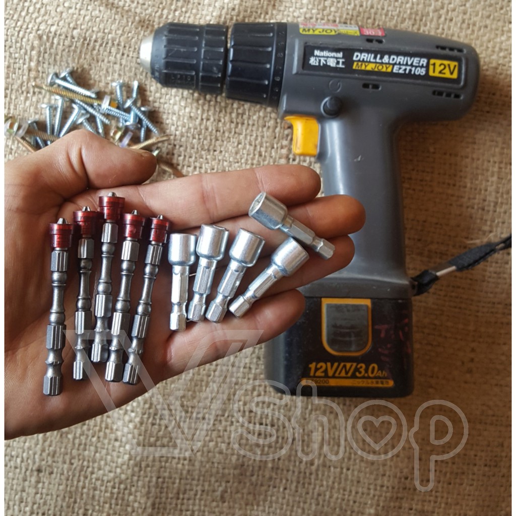 Bộ, 10 đầu bắn vít, có nam châm tăng cường. tặng mũi khoan đa năng