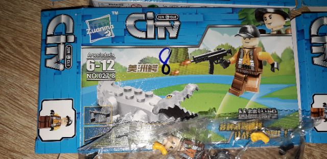 Lắp ráp 1 hộp LegoZuaMa Thợ đi săn gấu hổ hoặc cá sấu 027