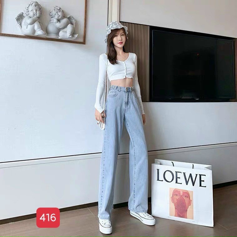 Quần Baggy jean nữ đẹp ❤️FREESHIP❤️ quần jean nữ ống suông rộng mẫu mới chất bò cao cấp A-T Fashion - QBGJN416