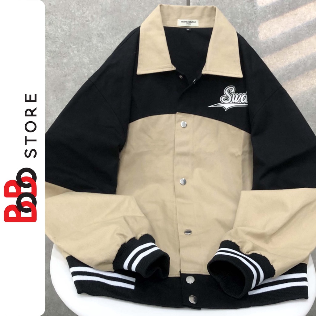Áo khoác dù cổ bẻ 2 lớp in chữ trước sau form rộng dành cho nam nữ - BoBo Store