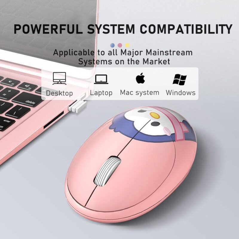 Chuột không dây kiểu dáng hoạt hình dễ thương tích hợp đầu thu 2.4GHz
