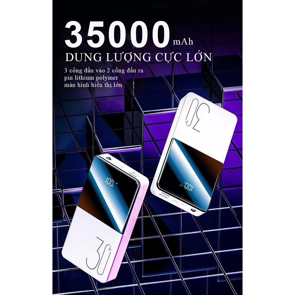 Pin sạc dự phòng Cat thai chất lượng cao dung lượng lớn 223s 35000mAh sạc pin nhanh kèm hiển thị số iPhone Android XiaoM