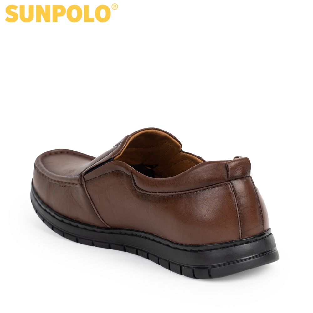 Giày lười nam Da bò cao cấp SUNPOLO đi làm công sở, đi chơi Màu Nâu - CS5074