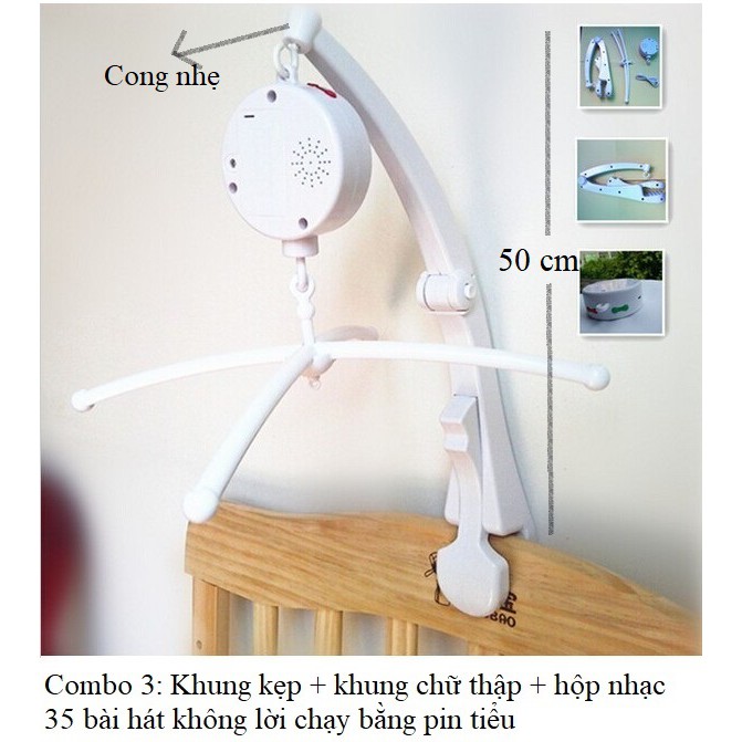 Treo Nôi Em Bé Sắc Màu - Kích Thích Thị giác Trẻ🌹 Bộ khung kẹp Hộp nhạc 35
