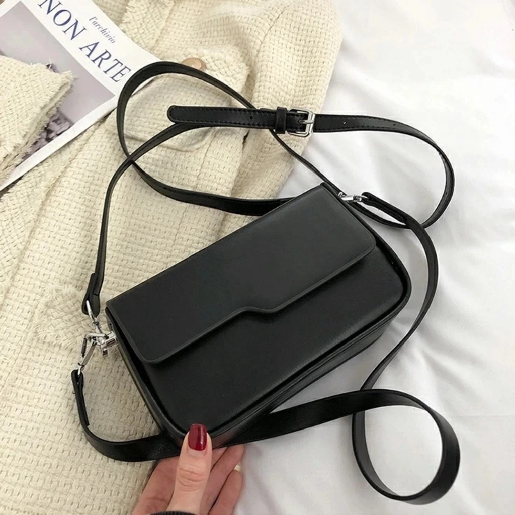 Túi đeo chéo hộp da nắp khóa nam châm độc lạ tặng kèm dây đeo vai