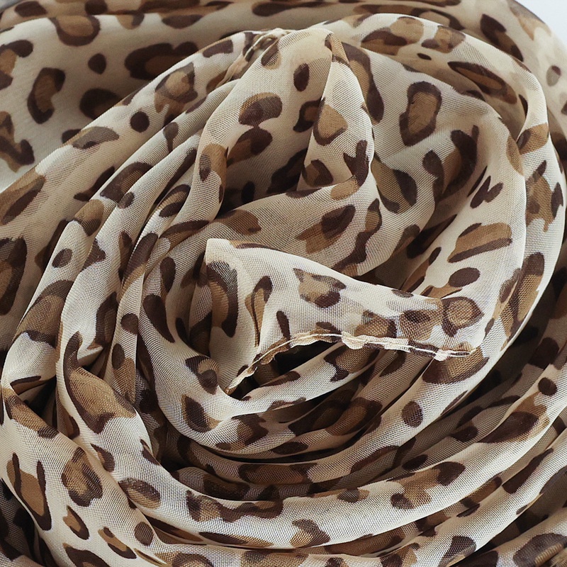 Khăn choàng chiffon dài mềm mại in họa tiết da báo thời trang cho nữ