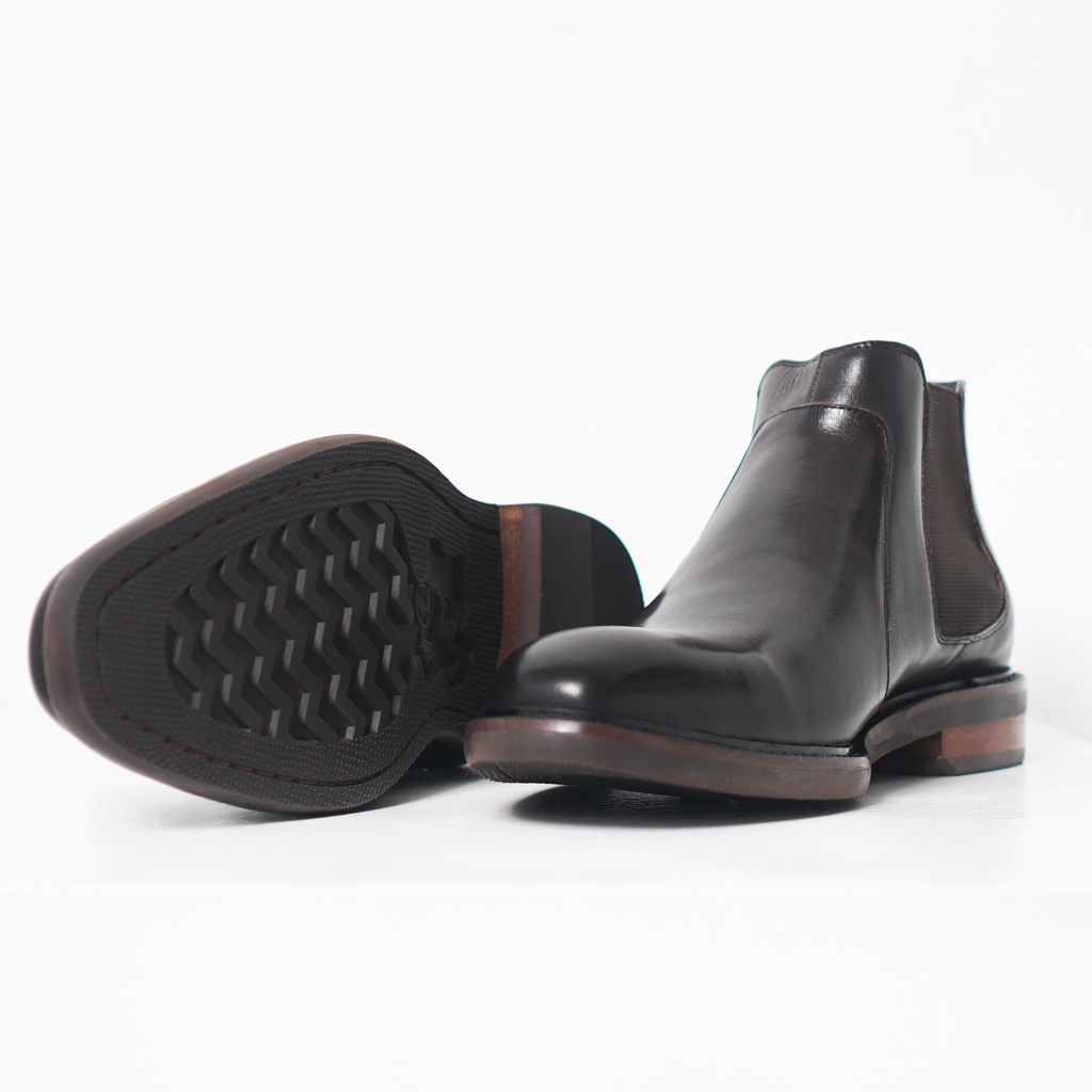 Giày chelsea boot cổ lửng màu nâu BF CHELSEA, giày boot nam da bò thật thương hiệu TONKIN