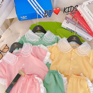 Bộ lụa cổ 3 lớp điệu đà bé gái
