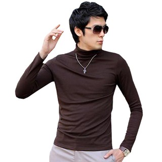 [Chuyên sỉ - lẻ] Áo thun cổ lọ tay dài nam LM01 (nâu đậm)
