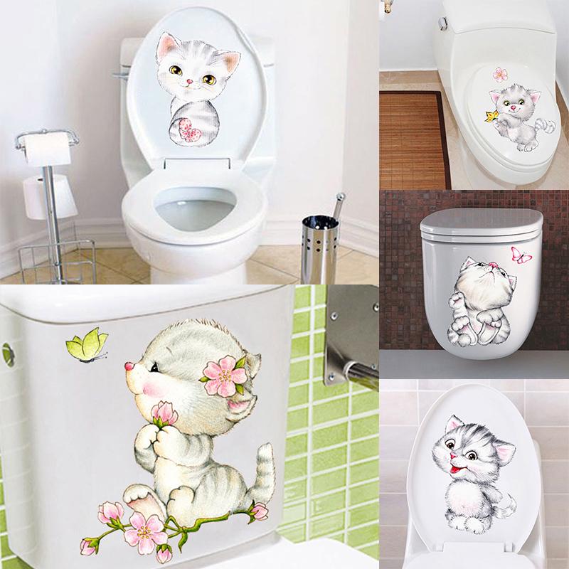 Miếng dán trang trí toilet hình mèo đáng yêu