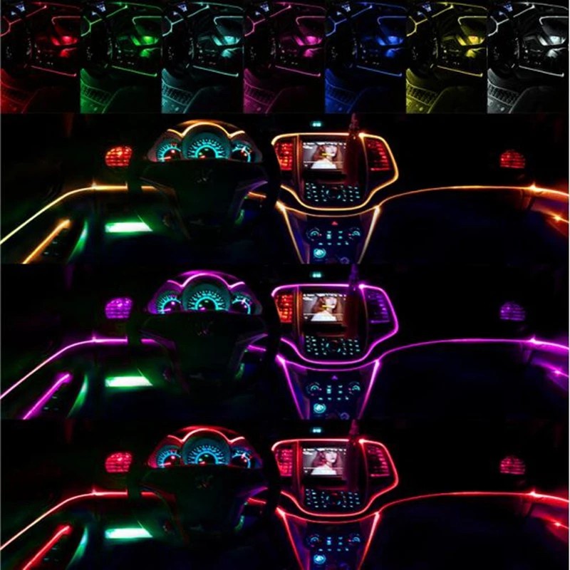 Dây Đèn LED 10 Trong 1 RGB Dài 8M Dùng Để Trang Trí Nội Thất Xe Ô Tô Kèm Phụ Kiện