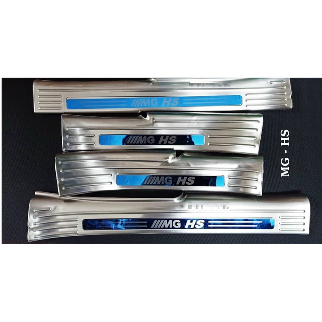 Ốp bậc cửa, nẹp bước chân trong ngoài xe MG HS, chất liệu inox cao cấp
