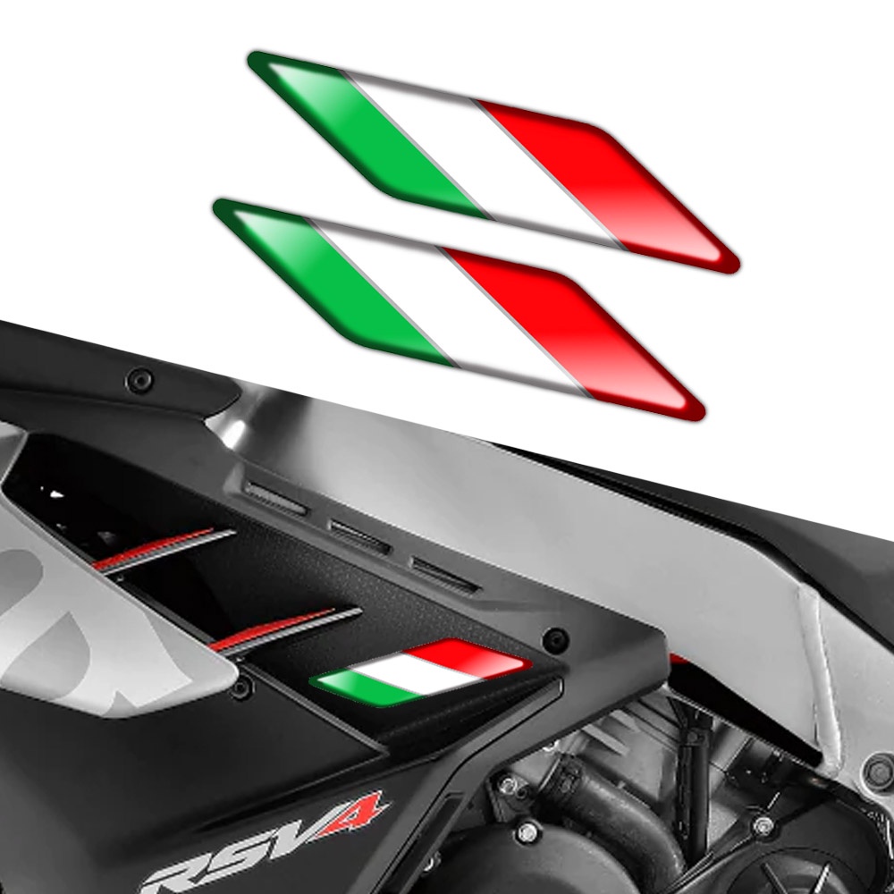 Miếng Dán Phản Quang Hình Lá Cờ Ý 3D Trang Trí Bình Xăng Xe Mô Tô Aprilia RSV4 RS4 Vespa PIAGGIO Ducati