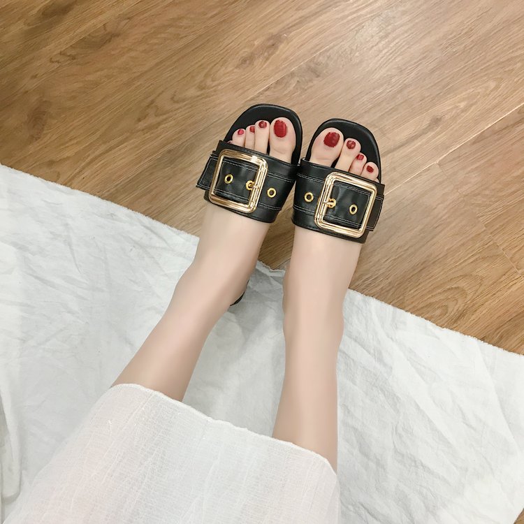 Xăng đan Nữ Đế Thấp Mũi Tròn Trang Trí Thời Trang