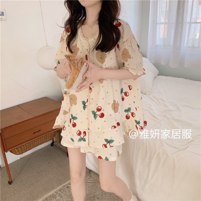Bộ đồ ngủ ngắn tay thời trang mùa hè dành cho nữ
