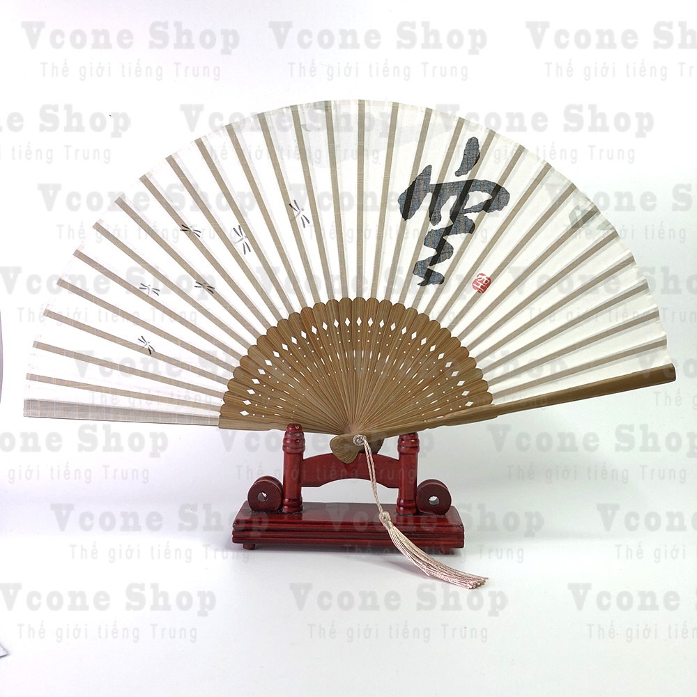 ( 100 ) Quạt cổ phong Phúc Trắng dây tuyến cầm tay cosplay phong cách cổ trang trung quốc