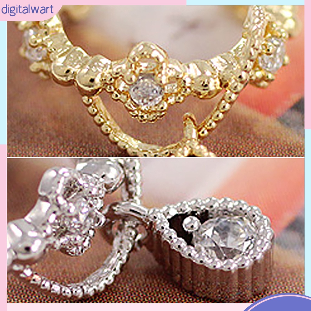 Khuyên vành tai họa tiết giọt nước đính đá thanh lịch cho nữ