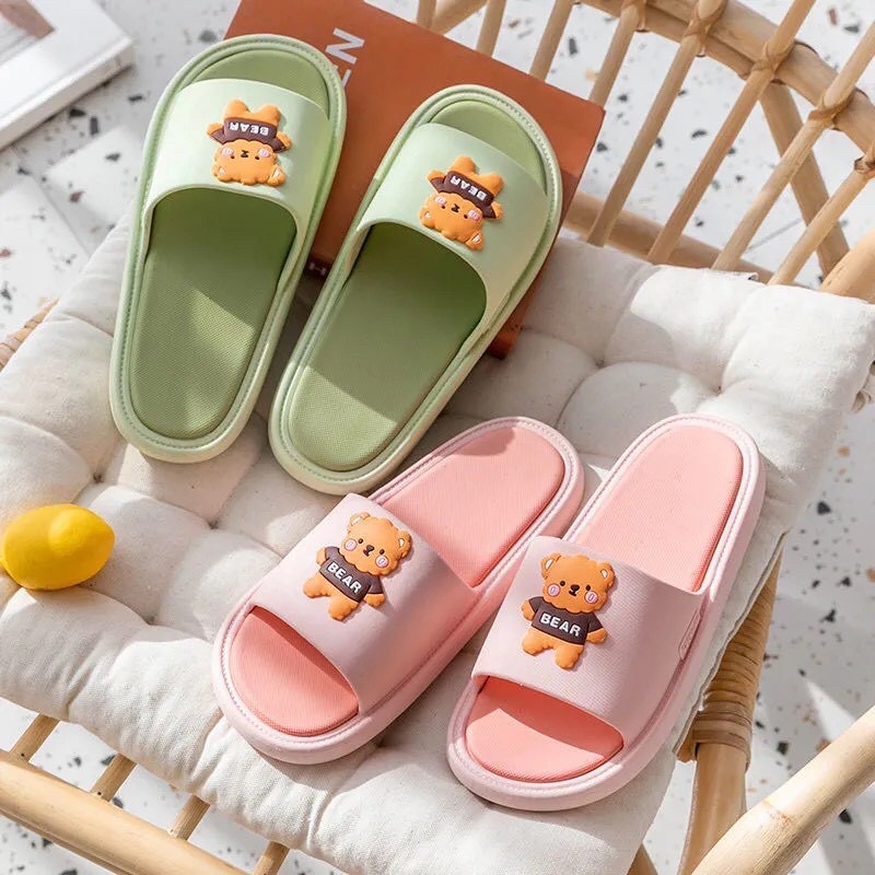 Dép Quai Ngang Unisex Hình Gấu, Dép Bear Mềm Êm Chống Trơn Trượt