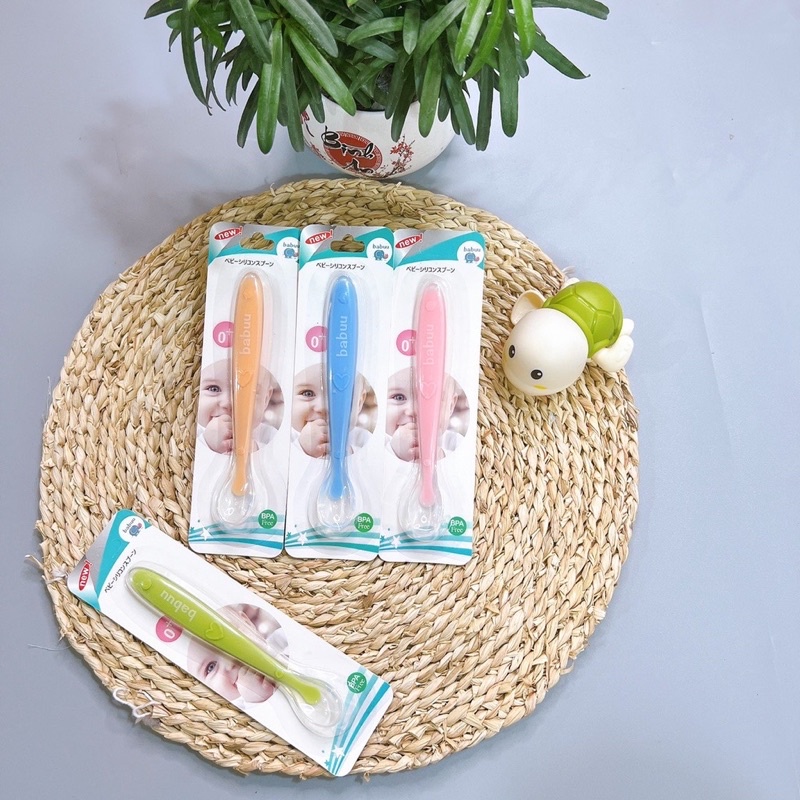 Thìa ăn dặm silicon Babuu siêu mềm cho bé
