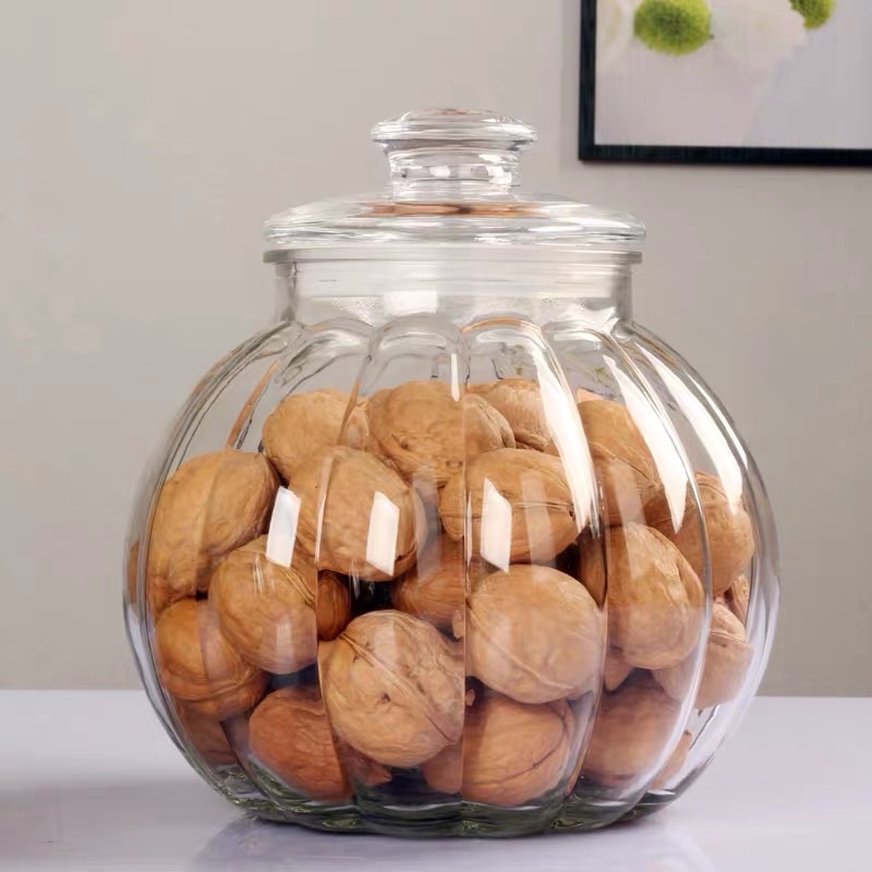 Hũ thủy tinh sọc, hũ tròn hình quả bí 750ml/1900ml/2800ml
