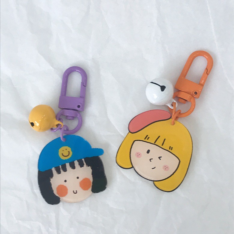 Móc Khóa Keychain Cô Gái Kèm Chuông Dễ Thương Gắn Được Airpods