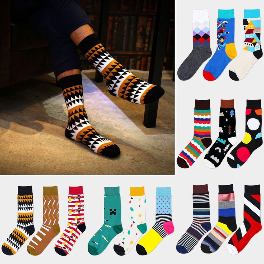 ORIENTLII Vớ Cotton Dài Mềm Mại Họa Tiết Chấm Bi / Kẻ Sọc Thời Trang Xuân Thu Cho Nam
