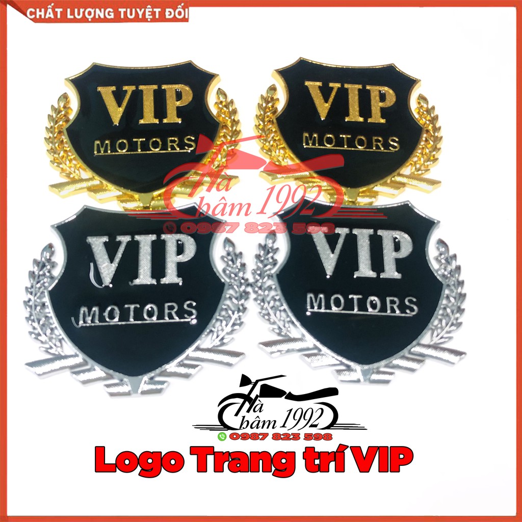 Logo Trang Trí Ô tô - Xe Máy &quot;VIP&quot; 2 Màu Bạc Và Vàng (Giá 1 Chiếc) Hàng Loại 1