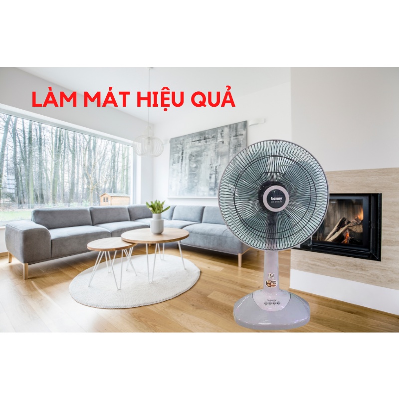 Quạt Bàn Benny BFT-46 - Màu Xám - Hàng Chính Hãng - BFT46 / GY / 60W / Cánh 40cm