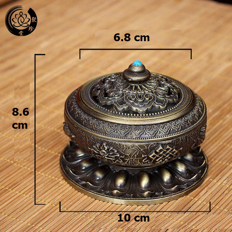 Lư xông trầm hương khắc hình Bát bảo