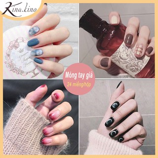 Hộp 24 Móng tay giả, nail giả, móng giả ( Kèm keo )- KinaKino