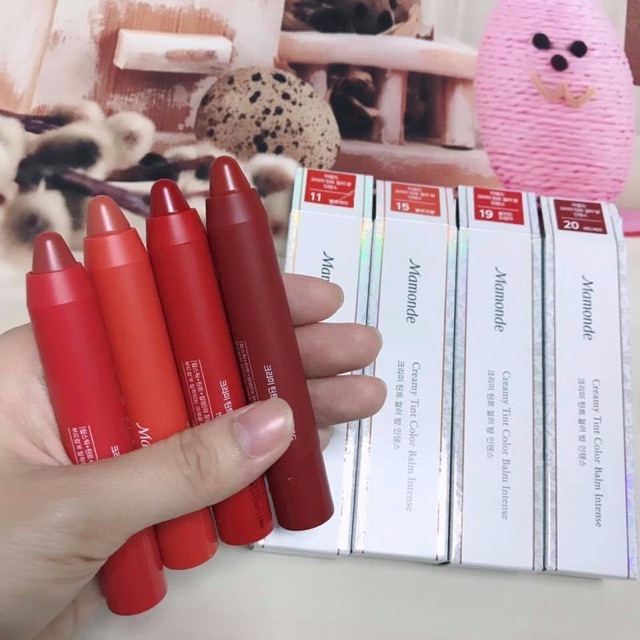 Son bút chì Mamonde Creamy Tint Color Balm Intense màu 23 cam đất pha hồng nâu siêu đẹp