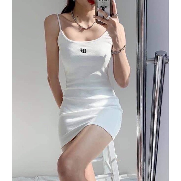 Đầm body nữ hai dây thêu chữ baby quyến rũ