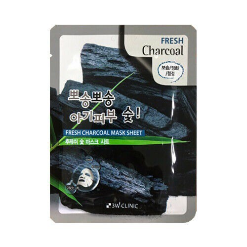 Mặt nạ đắp mặt 3W CLINIC FRESH CHARCOAL MASK SHEET sạch bã nhờn, ngừa mụn từ than hoạt tính