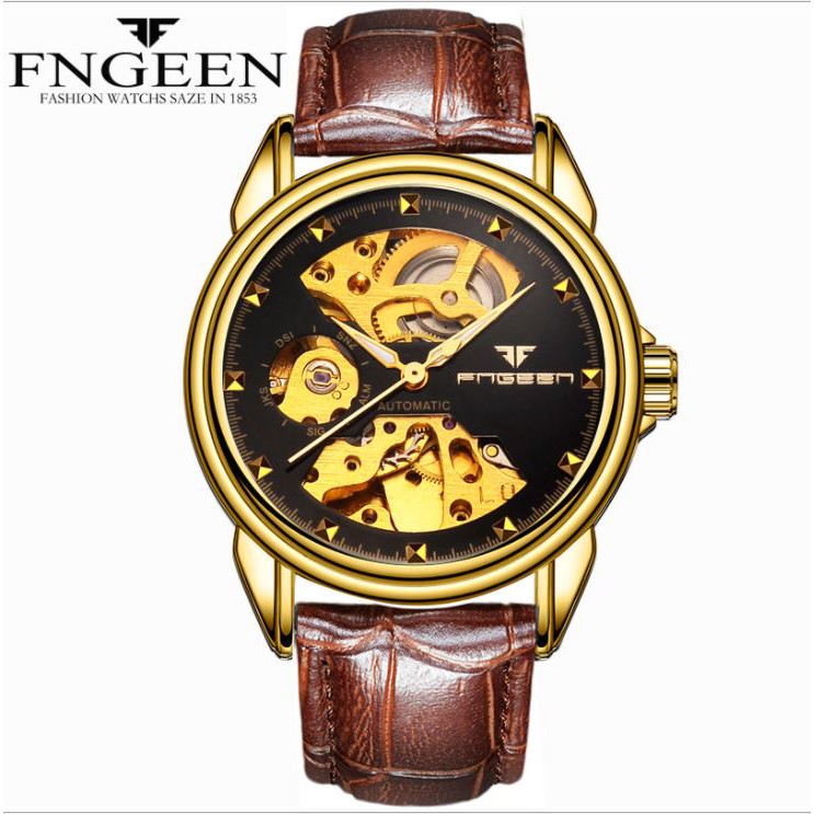 Đồng Hồ Nam Cơ Lộ Máy AUTOMATIC FNGEEN Dây Hợp Kim Thép Không Gỉ Cao Cấp