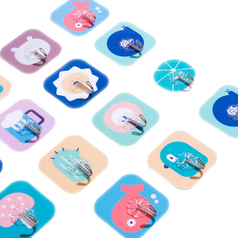 LAKAMIER 1 Móc Treo Đồ Đa Năng Không Để Lại Dấu Vết Họa Tiết Hoạt Hình Màu Sắc Ngẫu Nhiên Cho