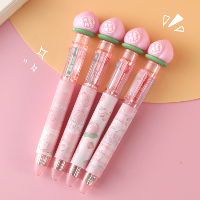 Set 4 Bút Bi Nhiều Màu Đa Năng Họa Tiết Hoạt Hình Dễ Thương