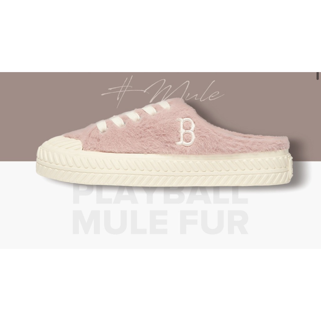 Giày MLB mule lông hồng