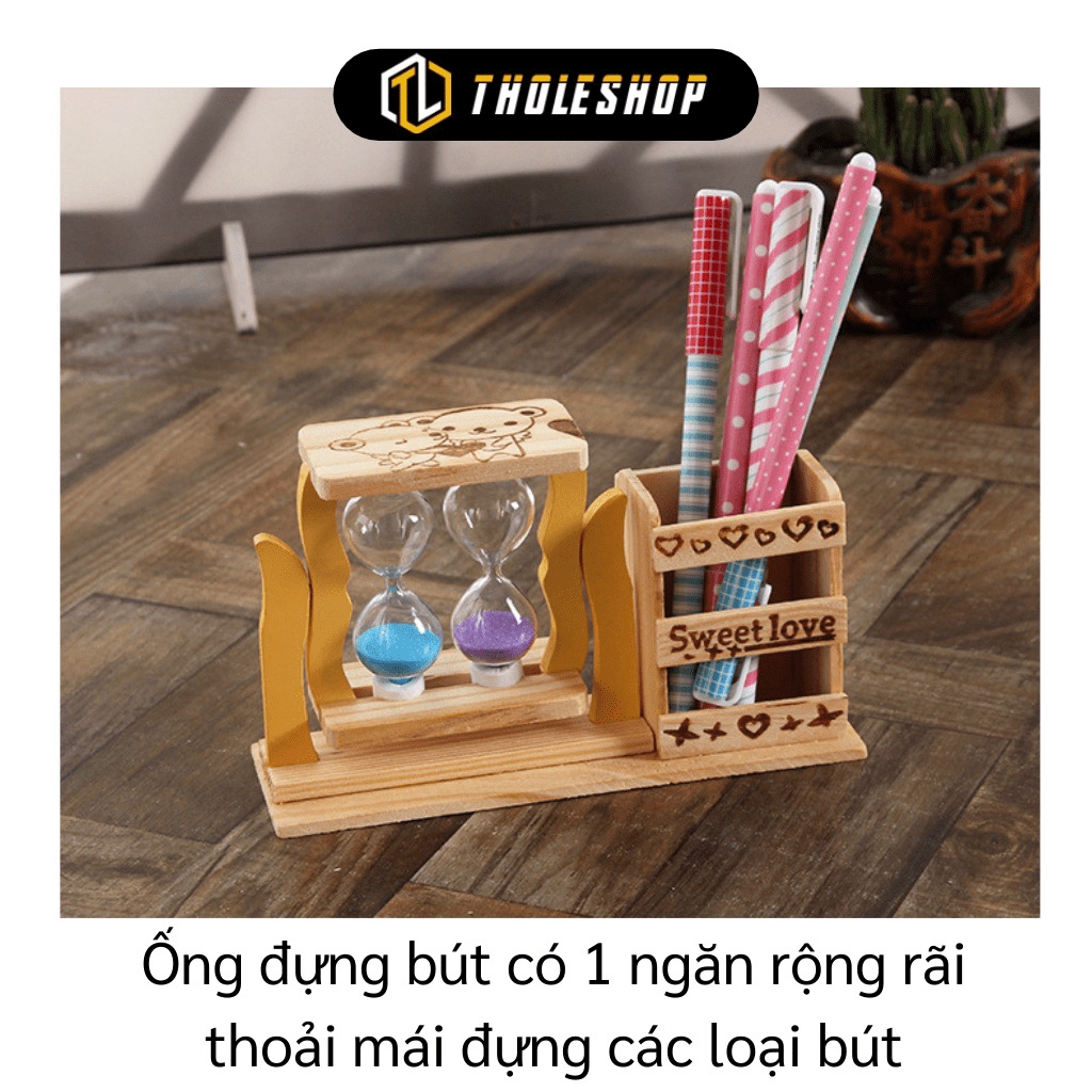 [SGD] Đồng Hồ Cát - Hộp Đựng Bút Kiêm Đồng Hồ Cát 2 Lọ Trang Trí Bàn Học Đáng Yêu 5740