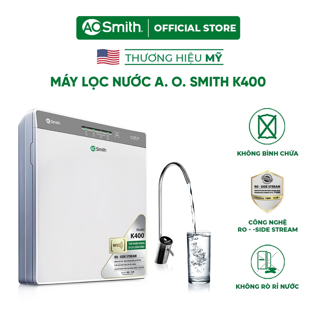 [Mã ELTECHZONE giảm 5% đơn 500K] Máy Lọc Nước A. O. Smith K400