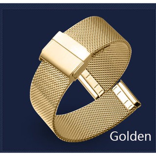 Dây đeo đồng hồ thép lưới (dây mesh) loại cao cấp mắt to, màu vàng gold, không han gỉ và chống oxy hóa