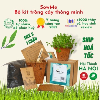 Bộ kit trồng cây mini SowMe - 1 túi hạt giống mầm cải ngọt  kèm nhật ký trồng cây - đất hữu cơ - trải nghiệm hoàn hảo !